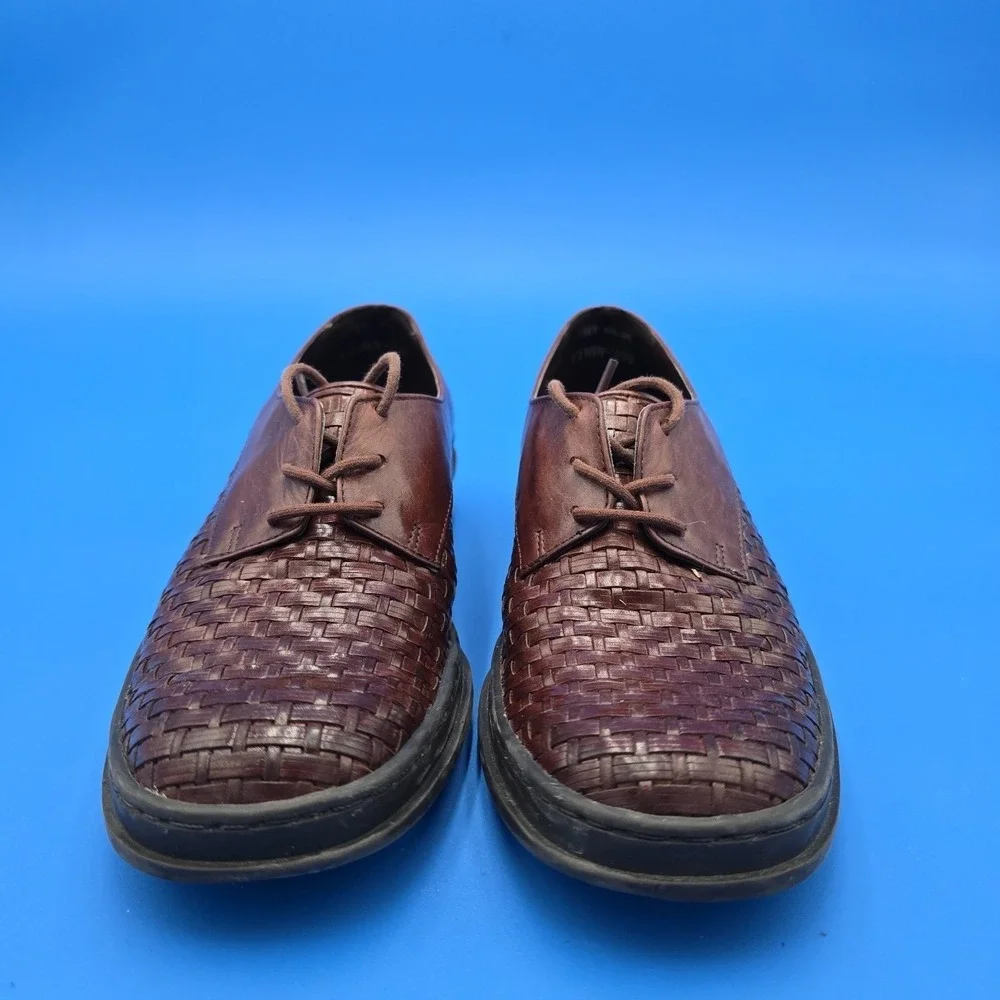 Trotters Hilda Brown Woven Leather Lace Up Loafers Shoes‎ 7.5M EUC fits like 7